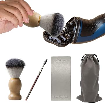 Rotary Electric Shaver Head Shaver Cleaning Brush Shaver Maintenance Kit for Philips, Remington, Freebird, Skull - Diamond Sharpening Stone, Easy Grip, Deep Clean, Sharpen Blades, Prolong Lifespan