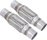 Vista 22 de 2 piezas de tubo flexible de escape de acero inoxidable doble trenzado 1.75" x 4" con extremos de 4" de largo
