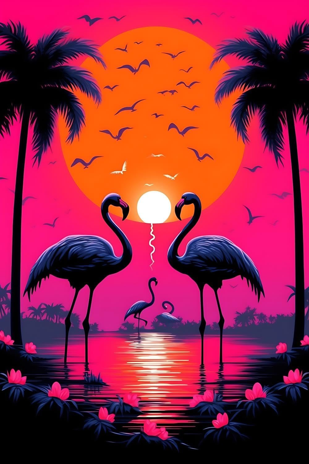 Flamingo Diamond Painting Kits for Adults&Kids 5D Sunset Pink Flamingos Diamond Art Kits for Beginners DIY Paint by Numbers with Full Drill Diamond Dots for Home Wall Art Decoration 20x24 inch