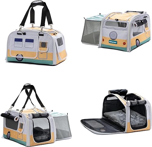 Vista 29 de Kittyrama - Transportador para gatos 2 en 1 de lados suaves y escondite en el hogar - Transportador calmante recomendado por veterinarios, Roamer