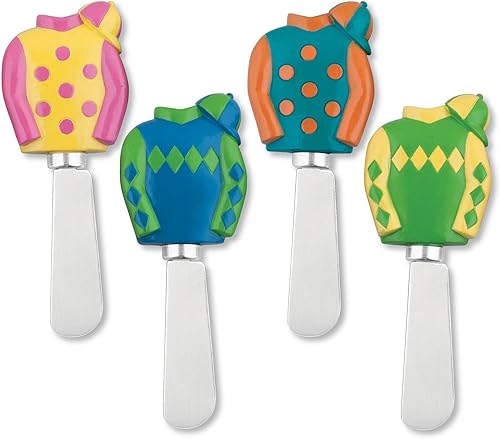 Supreme Housewares Cuchillos esparcidores de queso y mantequilla, mango de resina pintado a mano con hoja de acero inoxidable, juego de esparcidor