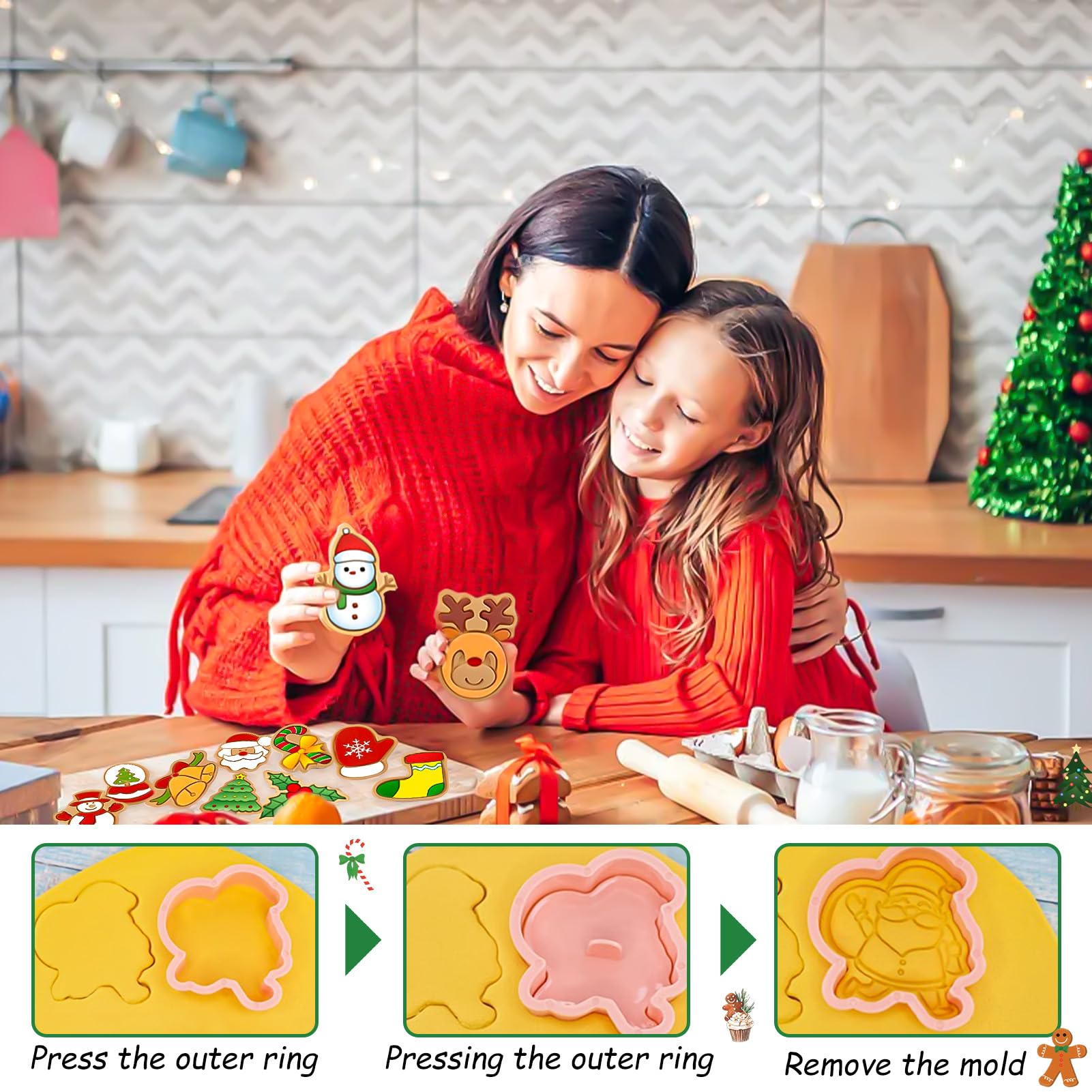 Pâtisserie Noel Lot De 8 Emporte Pièces Noël, 3D Moule Biscuit Plastique, Emporte-pièces 3D En Plastique Biscuit Moule Cookies