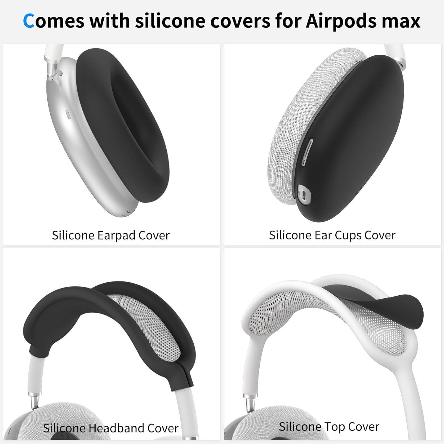 Hard Case for AirPods Max 2 Supports Sleep Mode, Travel Carrying Headphone Case with AirPods Max Silicone Earpad Case/Ear Cups/Headband Cover, AirPod Max 2/1 Protective Portable Storage Bag (Black)