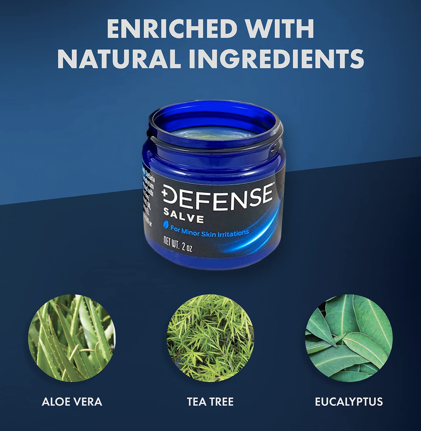 Defense Herbal Ointment Salve 2 Oz - Natural Tea Tree Oil and Eucalyptus Oil + Liquid Foaming Face & Hand Soap 7.5 Fl Oz with Tea Tree, Eucalyptus, Jojoba, Aloe Vera, Olive & Coconut Oils