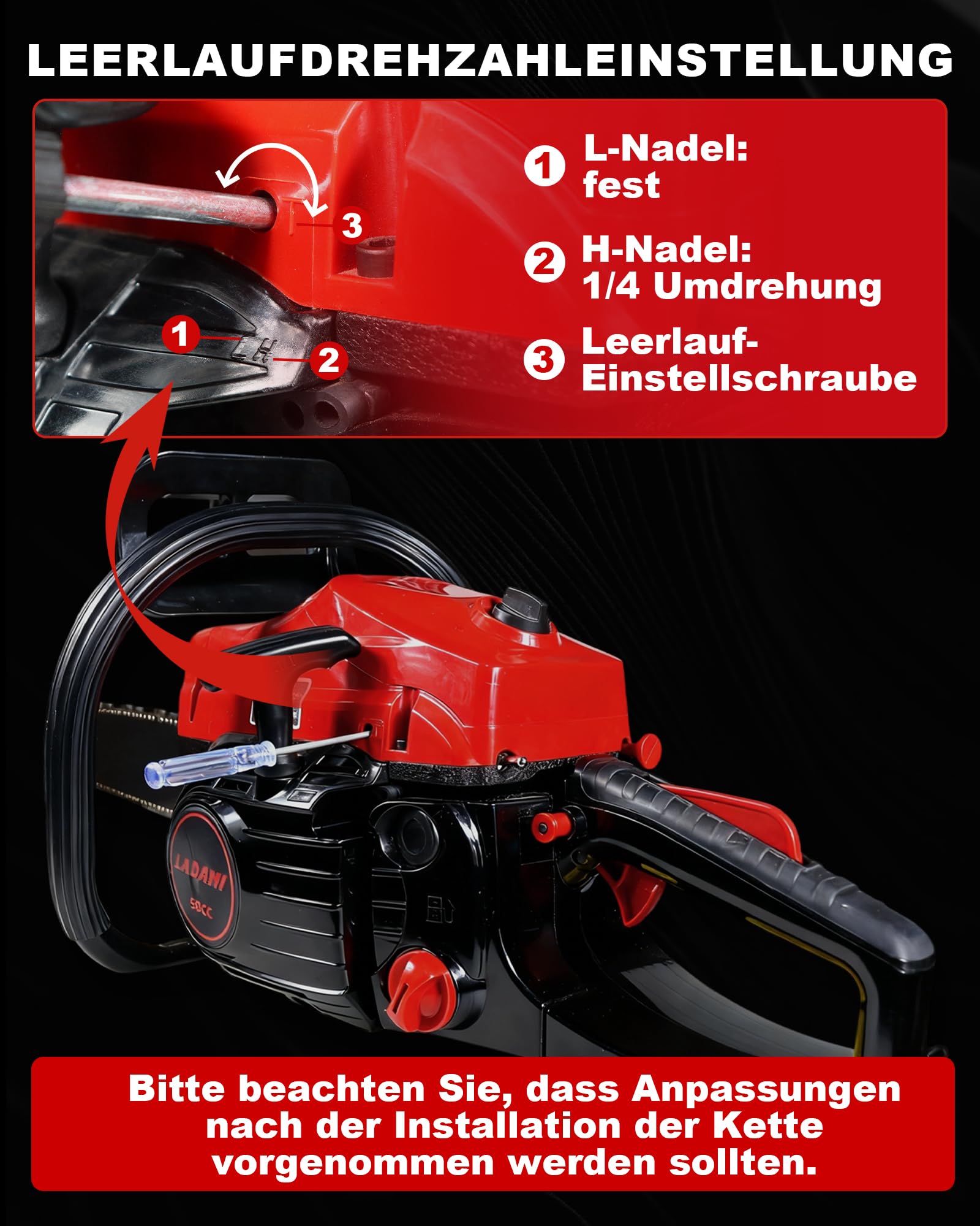 Benzin Kettensäge 58CC Profi,2-Takt-Motorsäge,3,5PS Motorkettensäge mit 20 Zoll&16 Zoll Schwert,2 Ketten,Vibrationsdämpfung,Sicherheitsschalter,Benzin-Baumpflegesäge für Holzfällen,Gartenarbeit