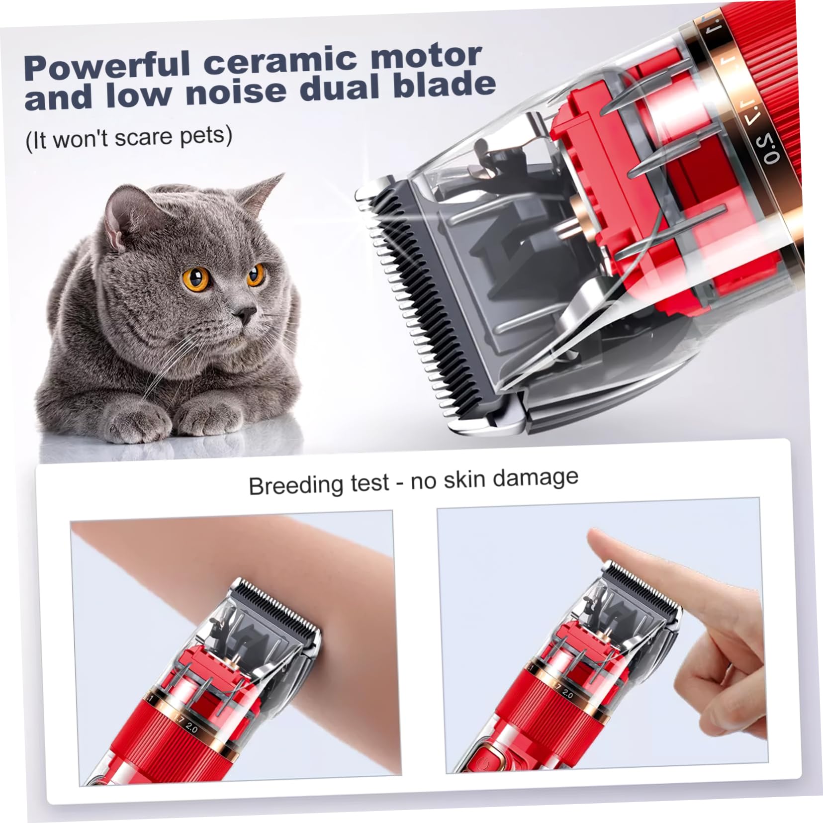 GRIRIW 1Set Rechargeable Pet Grooming Clipper Low Noise Dog Cat Trimmer with LED Screen Washable Design Complete Grooming Kit for Grooming