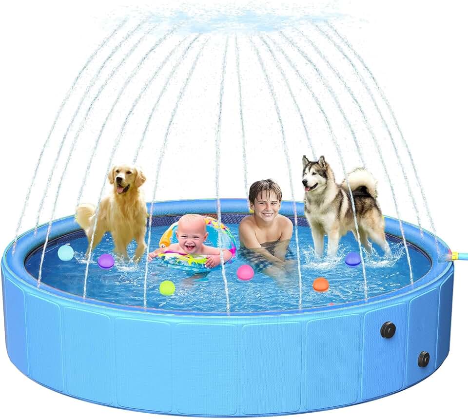 Piscina Infantil, 600 Litros Piscina Chafariz Hidromassagem Inflavel, Banheira Dobravel Infantil para e Cães (160 * 30cm)