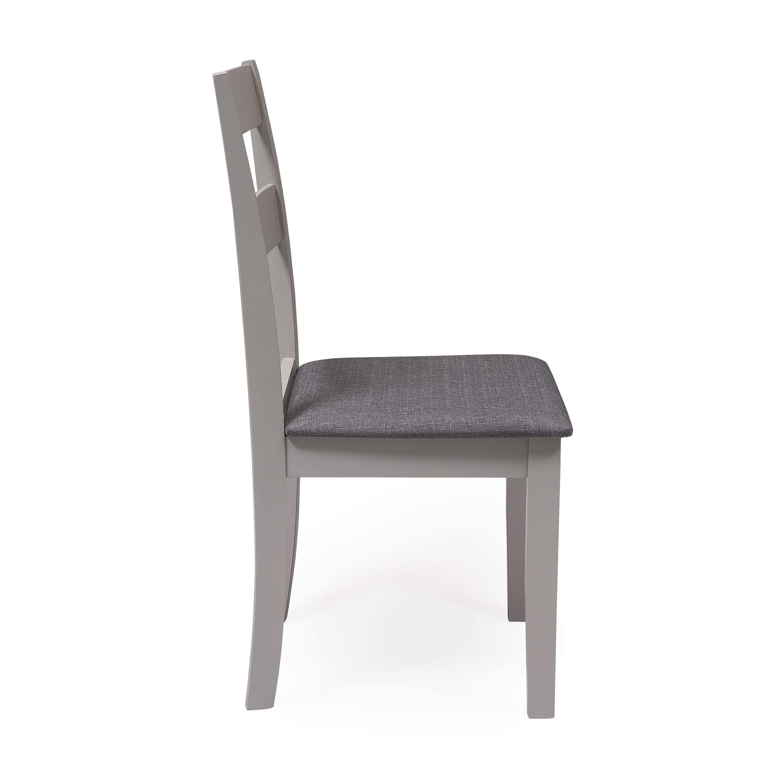 Homely - Conjunto de Comedor Dallas Grey | Mesa de Cocina Redonda Extensible de 90 cm (17,5/55 / 17,5) cm. | Mesa con 2 alas abatibles | 2 sillas de Cocina/Comedor de Madera Lacado en Gris