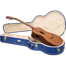 Crossrock Designer Series Wooden OM Guitar Case for Martin 000-14 Fret | Vibrant Blue Faux Leather, Beige Plush Interior, Lock   Premium Hardshell - Vibrant BlueCRW520OMVB