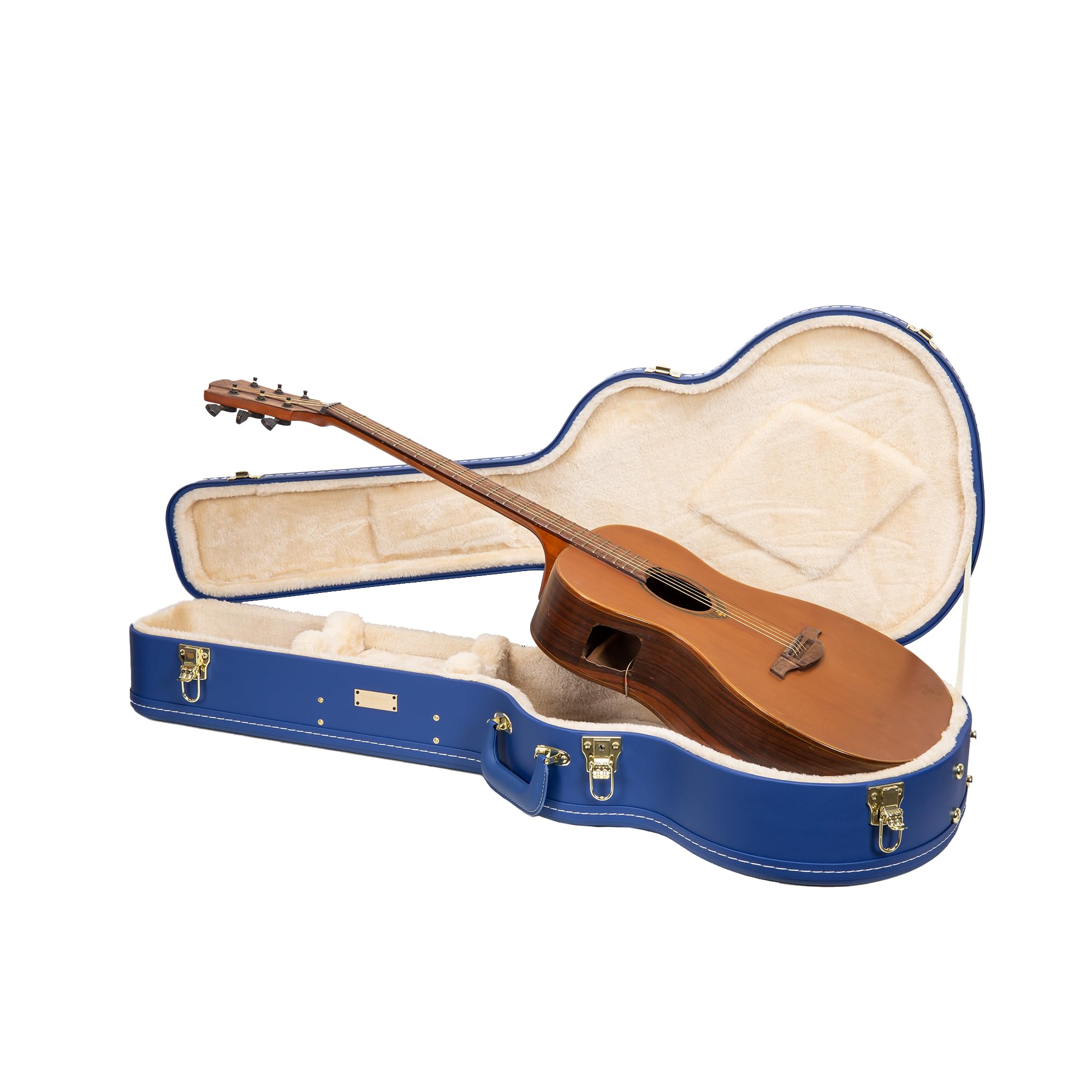 Crossrock Designer Series Wooden OM Guitar Case for Martin 000-14 Fret | Vibrant Blue Faux Leather, Beige Plush Interior, Lock – Premium Hardshell - Vibrant Blue(CRW520OMVB)