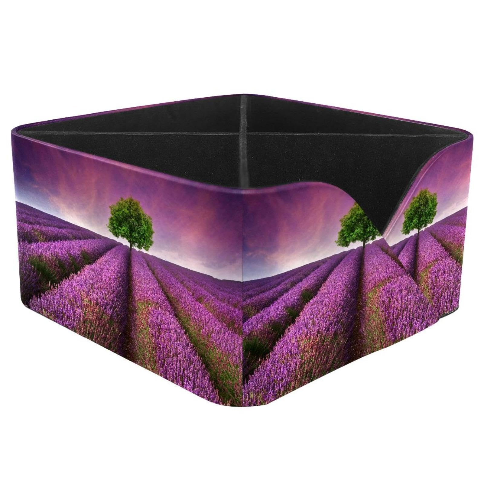 KengjuTesu Lavender Field Tree Desktop Organizer Pen Holder, Rectangular Pencil Cup for Office, Study and Makeup Stations
