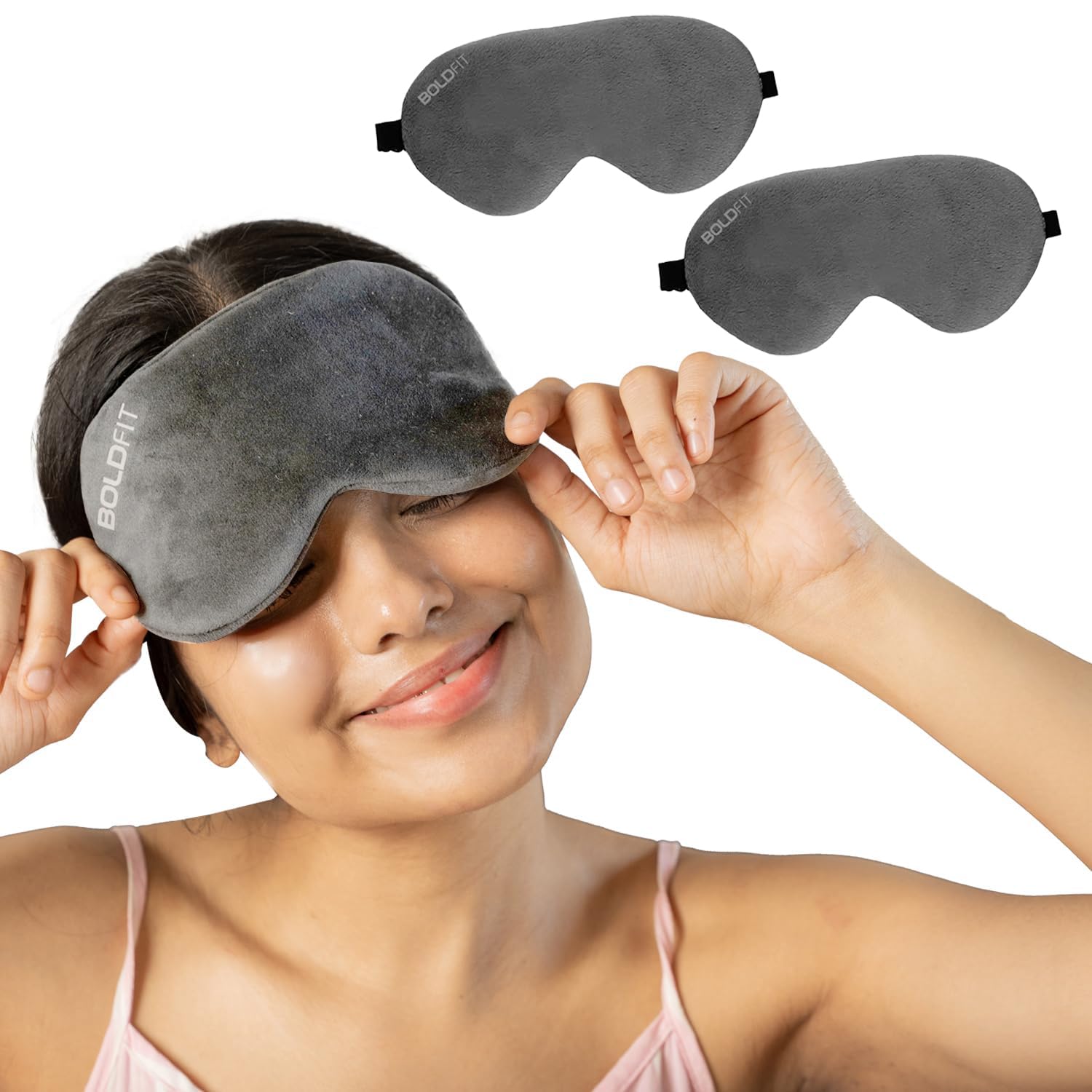 Boldfit Eye Mask for Sleeping with Adjustable Strap Super Soft Sleeping Mask Blind Fold for Comfortable Sleep Travelling Sleep Mask Pad for Girls Sleeping Eye Mask Blind Folds for Sleeping - Grey — Amazon image 9