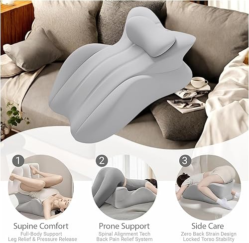 Miniatura 2 de Almohada ergonómica de espuma viscoelástica y almohada de lectura para adultos, soporte para cuello, espalda y piernas, ideal para dormir, leer,