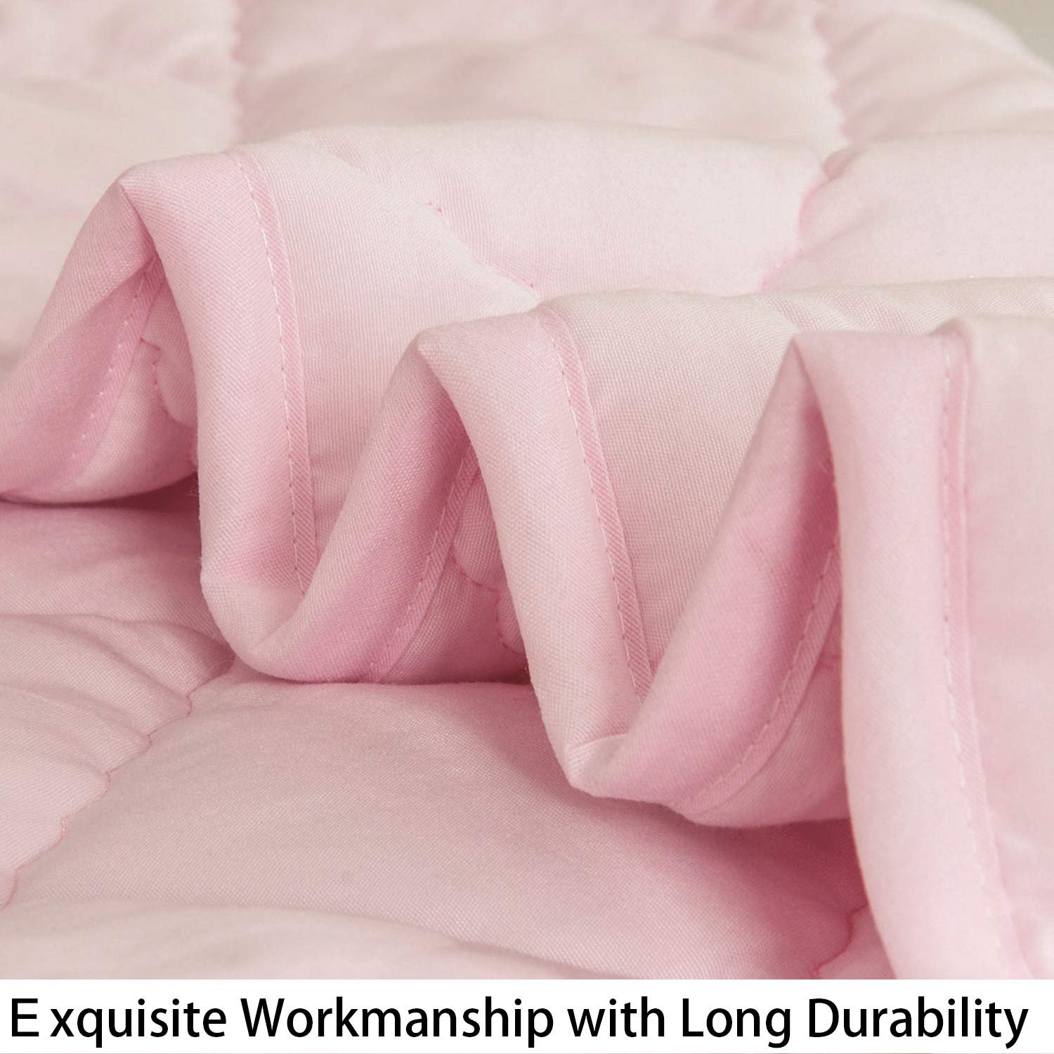 NTBAY Down Alternative Oversized Toddler Comforter, Super Soft and Warm Solid Color Baby Crib Quilted Blanket, 43x60 inches, Pink - Image 2