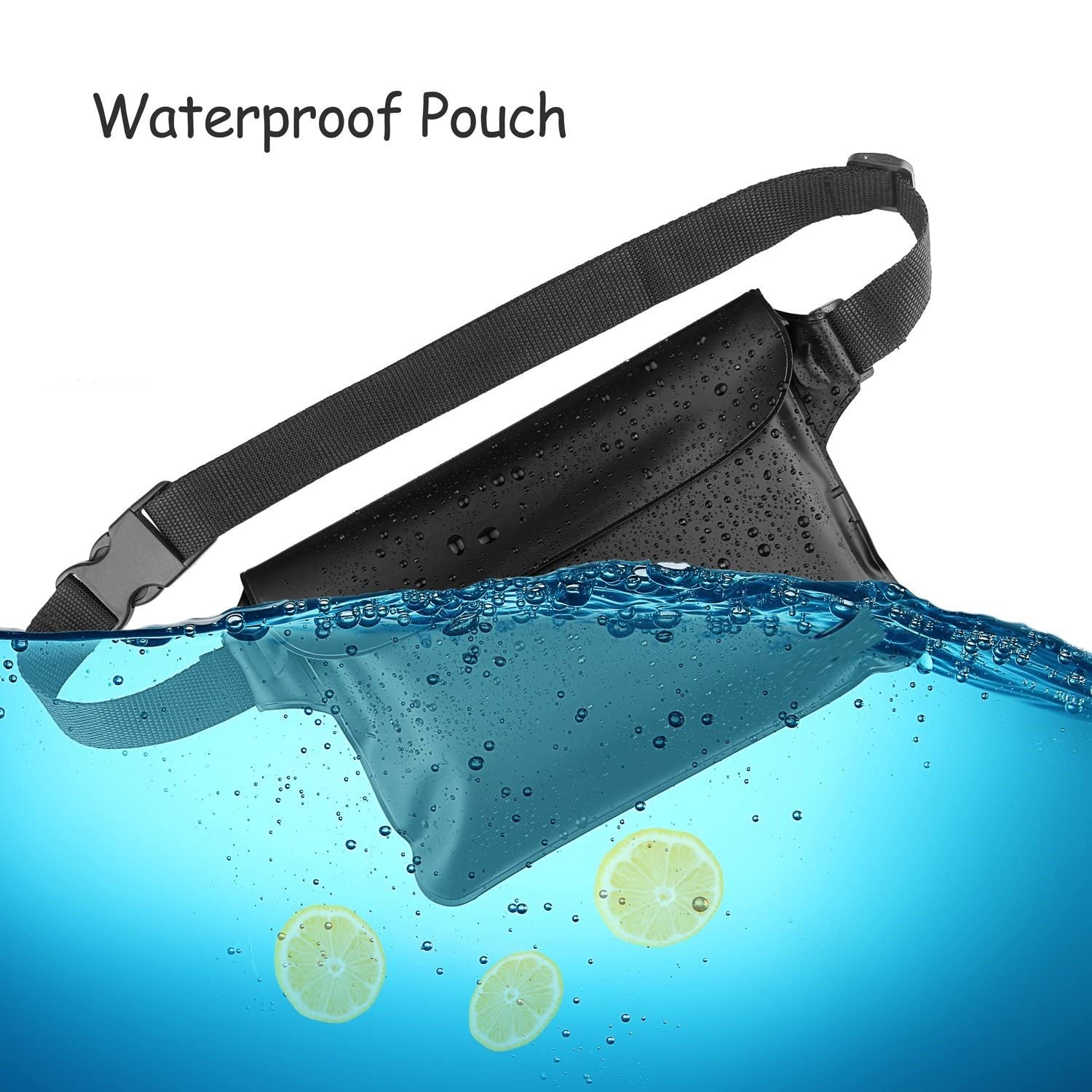 Marsupio impermeabile nero, marsupio, marsupio, misura universale per cellulare, PVC, resistente all'acqua