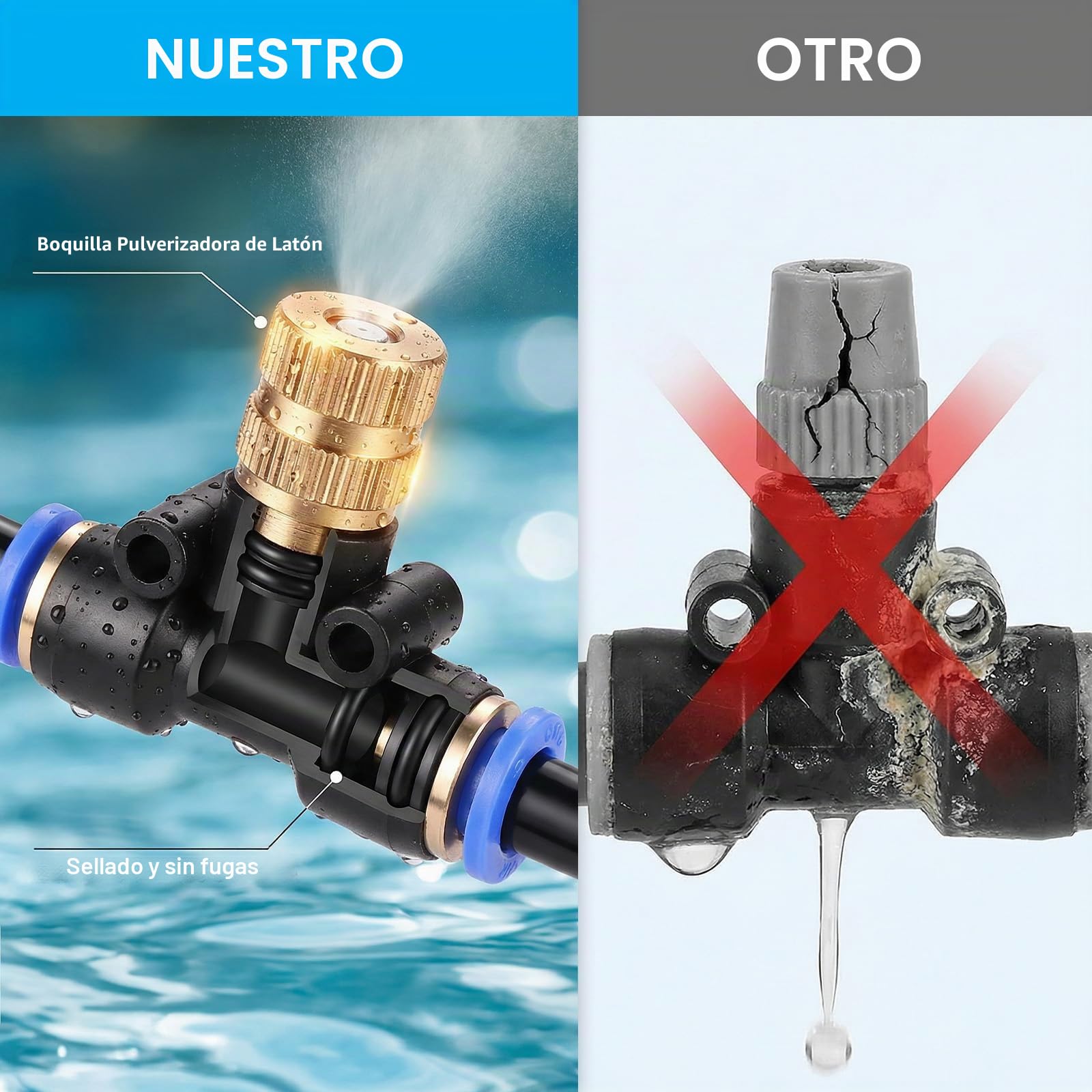 AGPTEK 20 M Sistema de Refrigeración, 72 PCS Sistema de enfriamiento por nebulización, Sistema por nebulización al aire libre para patio, Jardín, Césped, Invernadero, Sombrillas