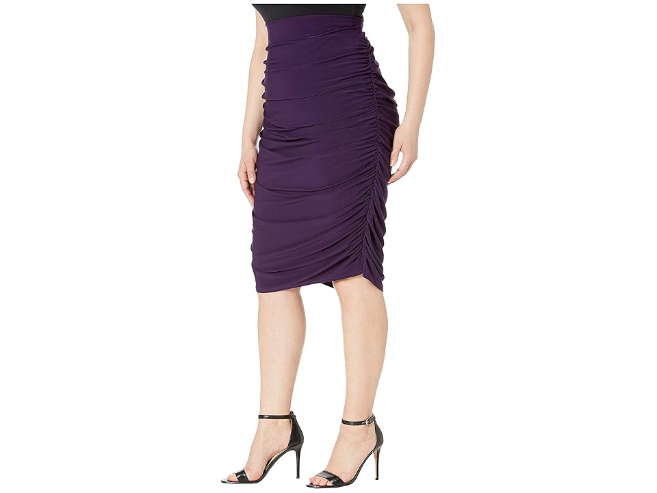 

Kiyonna Helena Ruched Skirt (Plum) Women's Skirt, Purple