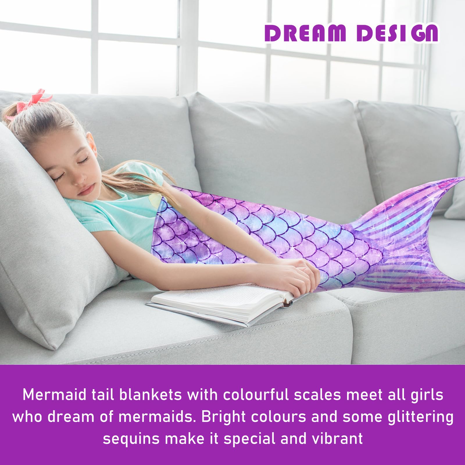 Zeemeermindeken 140 x 50 cm, zeemeerminstaart knuffeldeken voor meisjes, kinderen en volwassenen, flanellen bankdekens, alle seizoenen, slaapzak, knuffeldeken, cadeau voor verjaardag, Kerstmis, NO