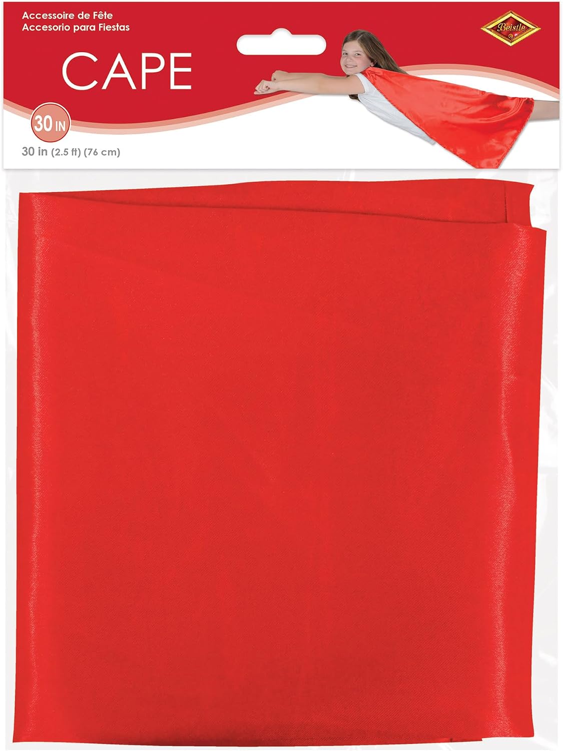 Beistle 2-Piece Fabric Capes in Red, Halloween Costume Accessory, Dress Up Party Supplies for Fantasy Magic Themed Event, Renaissance Fair, 30"