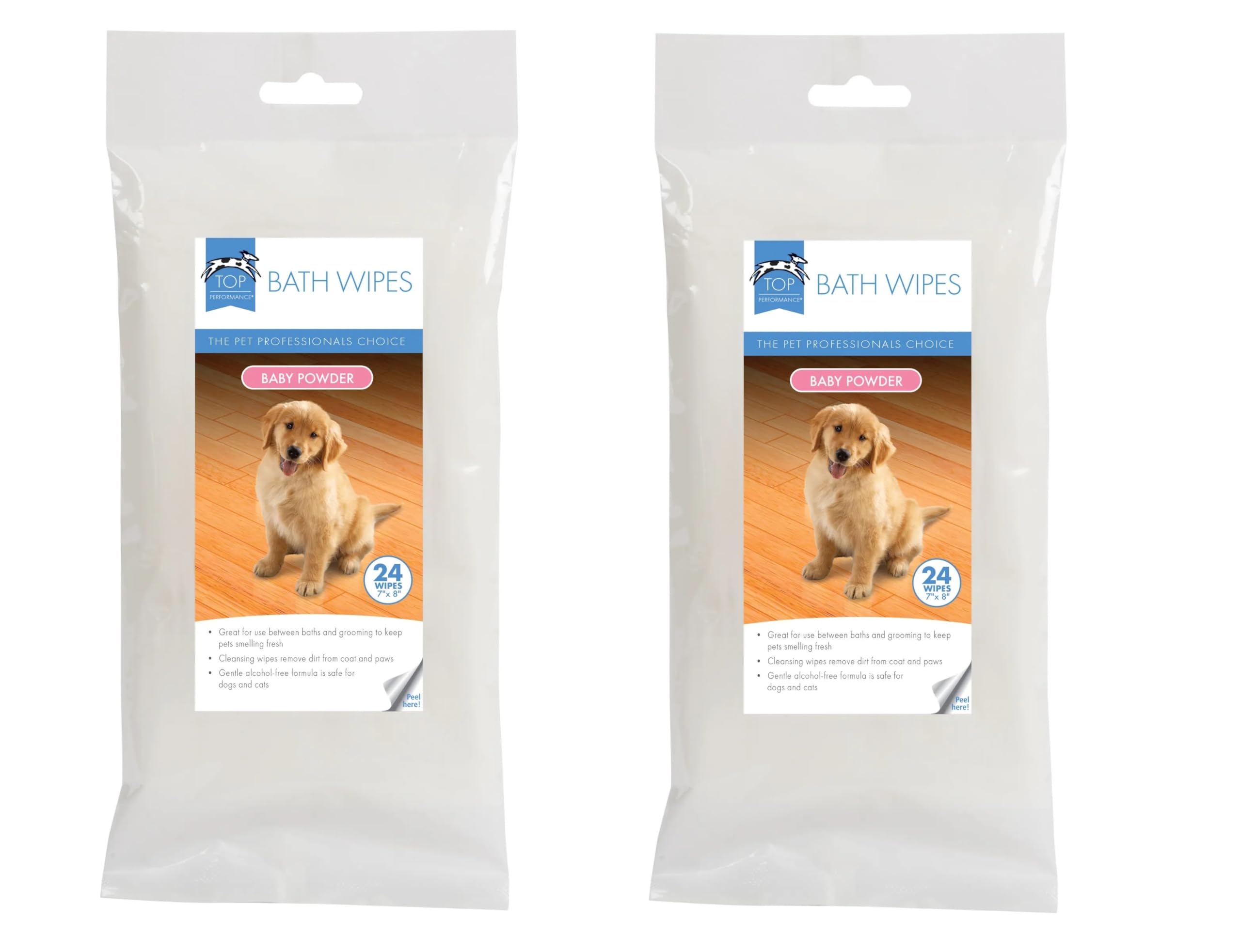 PUREPET Bath Wipes for Dogs and Cats Fresh Scent or Baby Powder Aromas Choose Quantity (2 Packs Baby Powder)