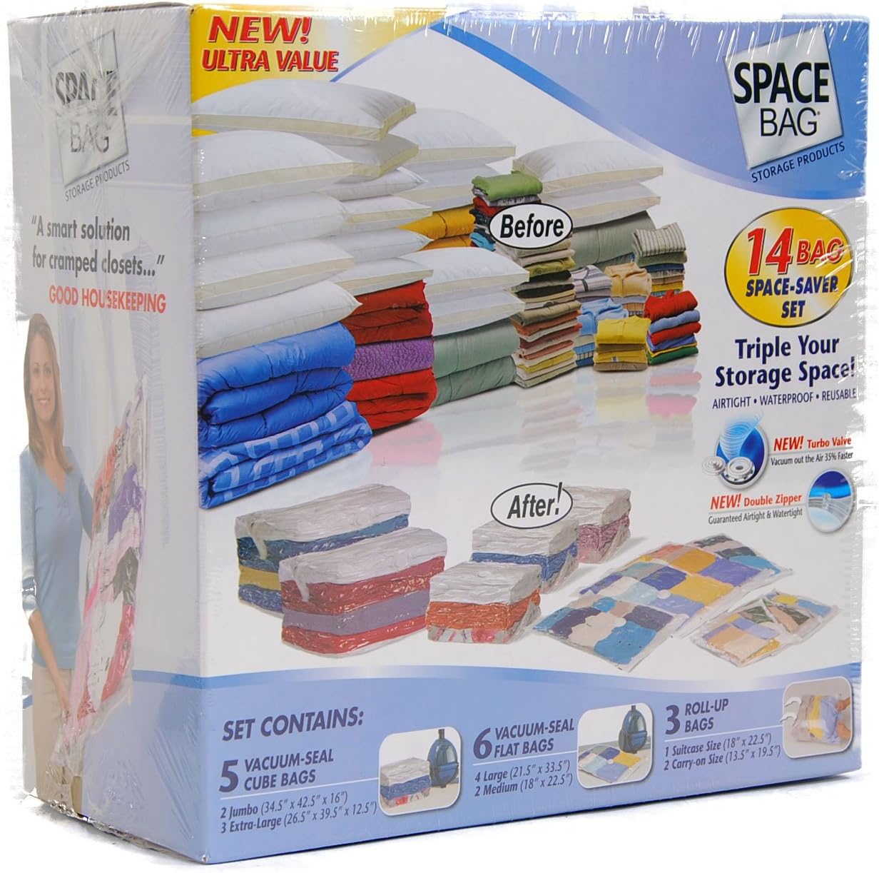 Space Bag 14 Bag Space Saver Set (Clear)