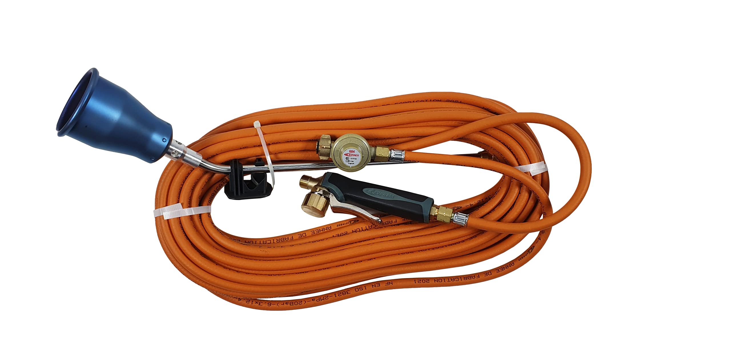 Pack TITANIO con 1 Quemador Ref. 150T + 1 Collar Ref. L400 + 1 Mango Bimaterial Ref. 620 con Empalme Rotativo + 20 m de Manguera Ref. 963/20S + 1 Regulador de Presión 4 Bares Ref. 684 - EXPRESS