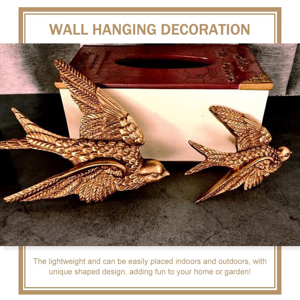 Goldene Schwalben-Wandskulptur Aus Harz – 3D-Vogel-Deko Für Wohnzimmer, Garten & Balkon