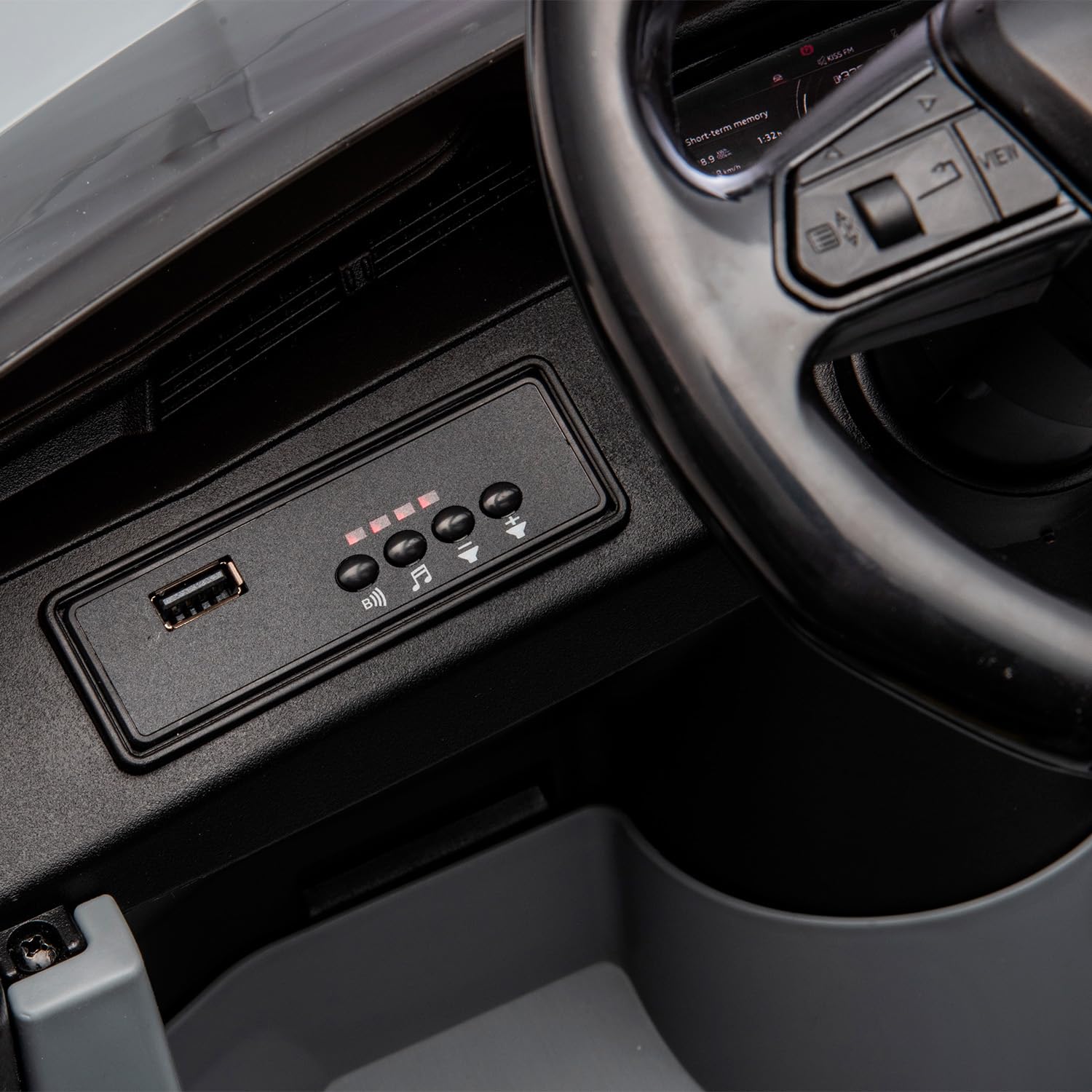 BRICOZONE Auto Elettrica per Bambini Audi SQ8 E-Tron 12V con Telecomando Parentale Soft Start Sedile in Pelle Ruote EVA Luci LED MP3 Porte Apribili Grigio