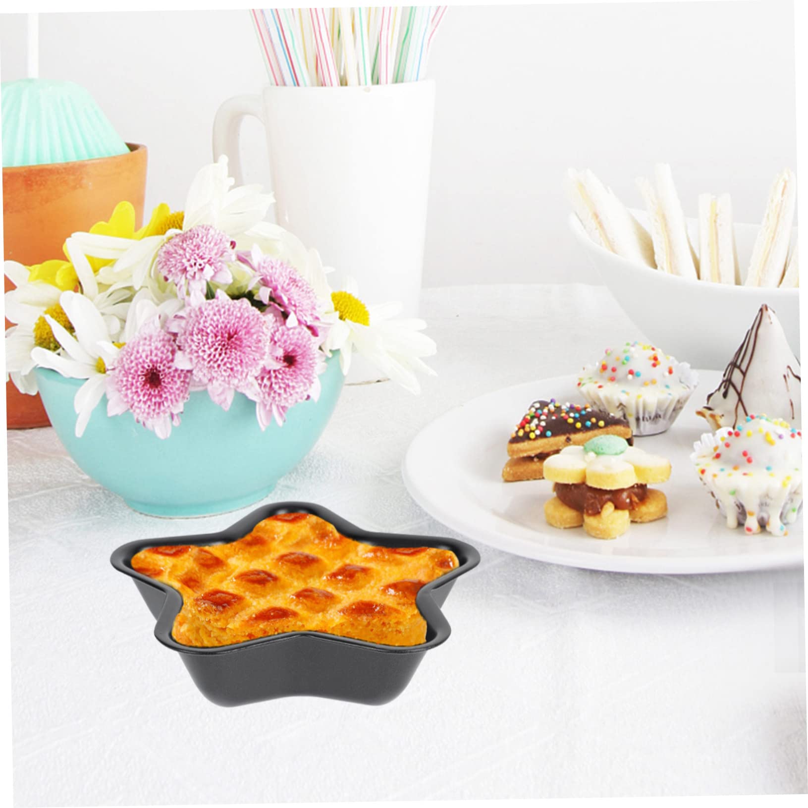 Cabilock 6 Pièces Petit Moule à Gâteau Moule à Gâteau Circulaire Joli Gâteau En Forme Moule En Acier Au Carbone Moule En Silicone Gommeux Ustensiles De Cuisine Acier Carbone Haute Qualité