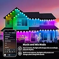 Vista 4 de KSIPZE 100ft Permanent Outdoor Lights Waterproof IP67, Smart RGB+IC Eaves LED Lights with App & Button Control, 200+ Dynamic Scene Modes for House
