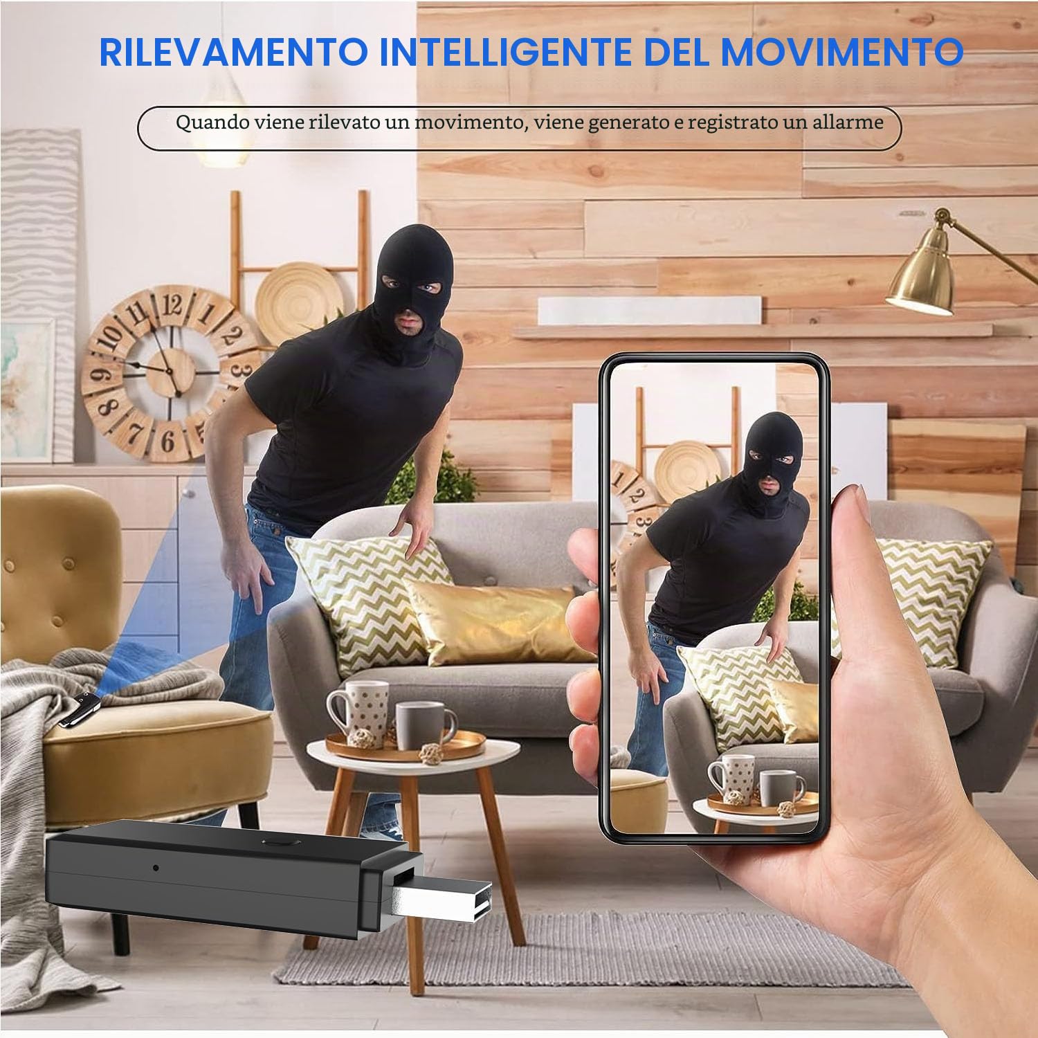 USB Telecamera Spia 1080P HD Nascosta Fili Spy Cam Microcamera Spia Invisibile con Motion Detection Visione notturna