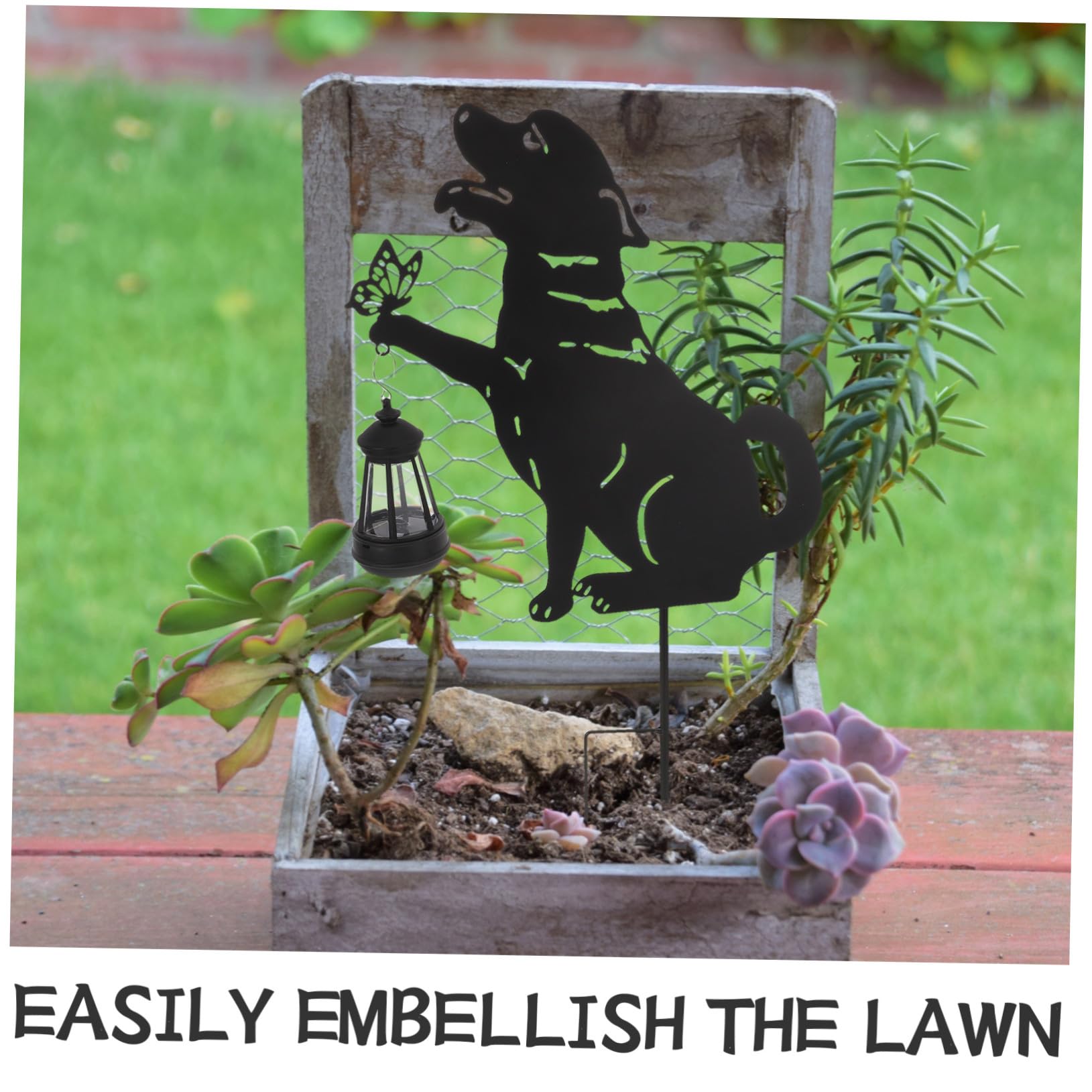 BESPORTBLE Luce Solare da Esterno Cane in Alluminio Nera con LED