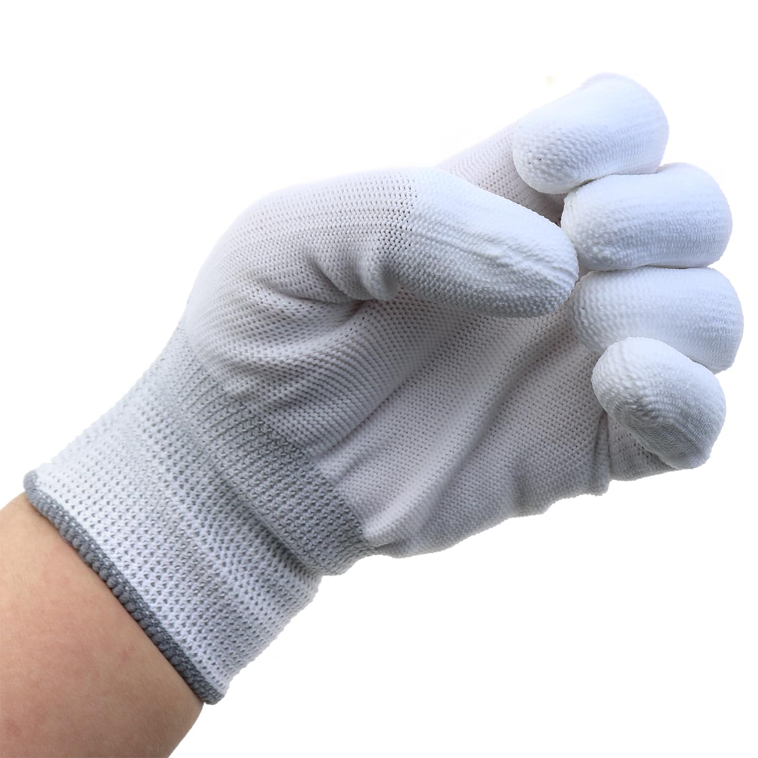 6 pares de guantes antiestáticos de nailon blanco de 20-22 cm, guantes de trabajo, antideslizantes, para inspecciones, trabajos de mantenimiento fotográfico