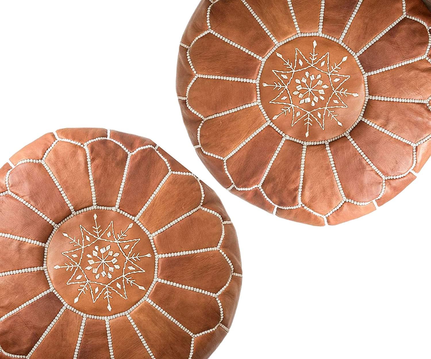Set of 2 Moroccan Pouf UNSTUFFED Leather Pouf Premium