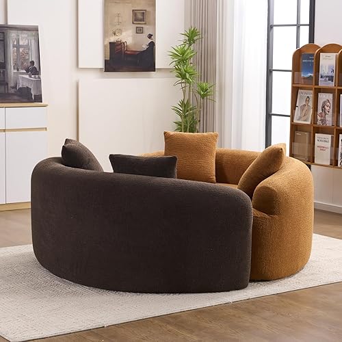 Miniatura 7 de Sofá de dos plazas para espacios pequeños, tela de felpilla de grano de madera, no requiere instalación, moderno sofá curvo para apartamento, sala