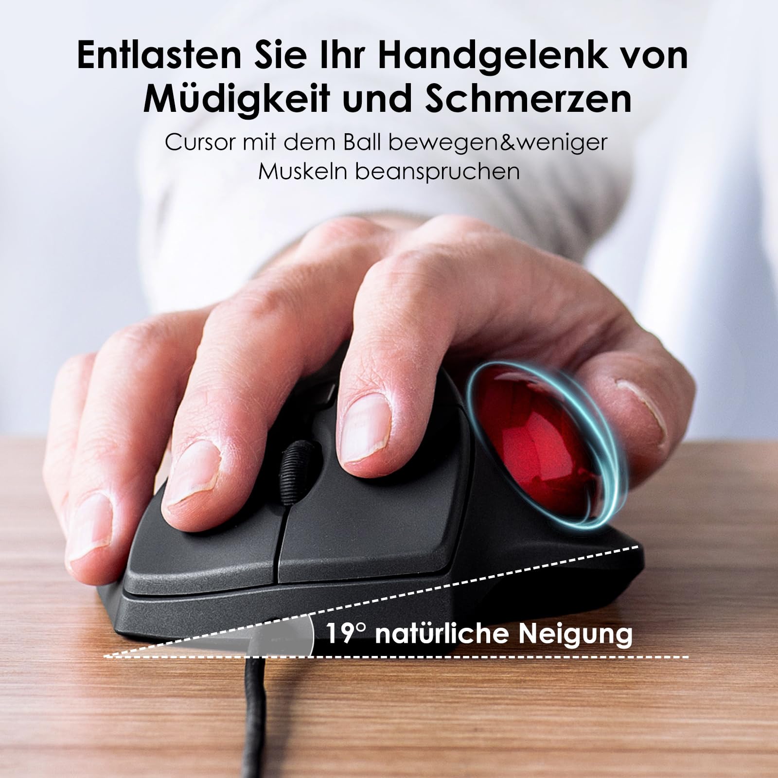 SANWA Trackball Maus mit Kabel, Leise Klik Programmierbar Taste, 600/800/1200/1600 DPI, Kabelgebundene ergonomische TrackBall, Kompatibel mit Winows, Mac, PC, Schwarz, GMATB39