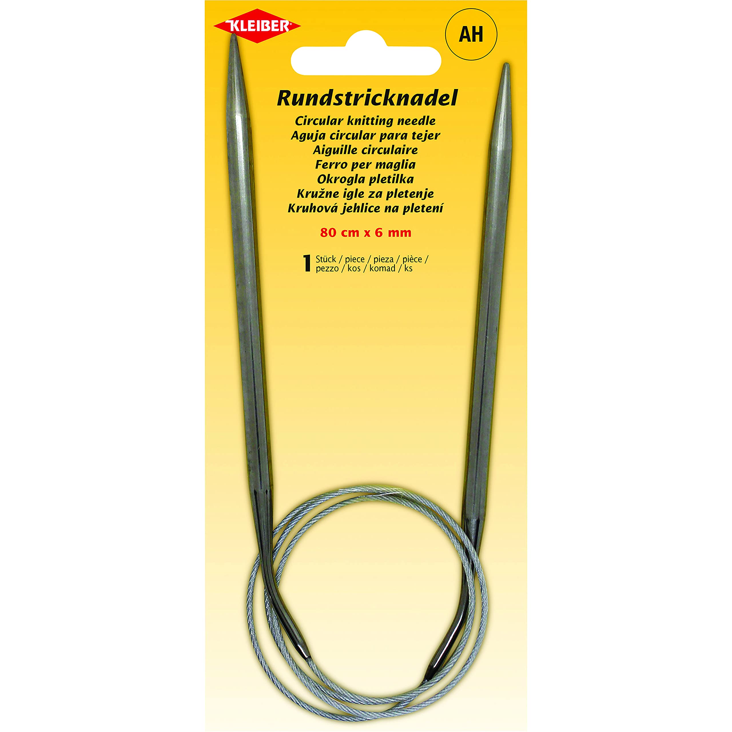 Kleiber + Co. GmbH Circular Knitting Needle, Metal, Gray, 80 cm x 6 mm