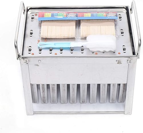 Miniatura 5 de Molde de paletas de hielo de acero inoxidable, kit de moldes para hacer paletas de hielo con estante, 30 moldes para hacer paletas de hielo con 100