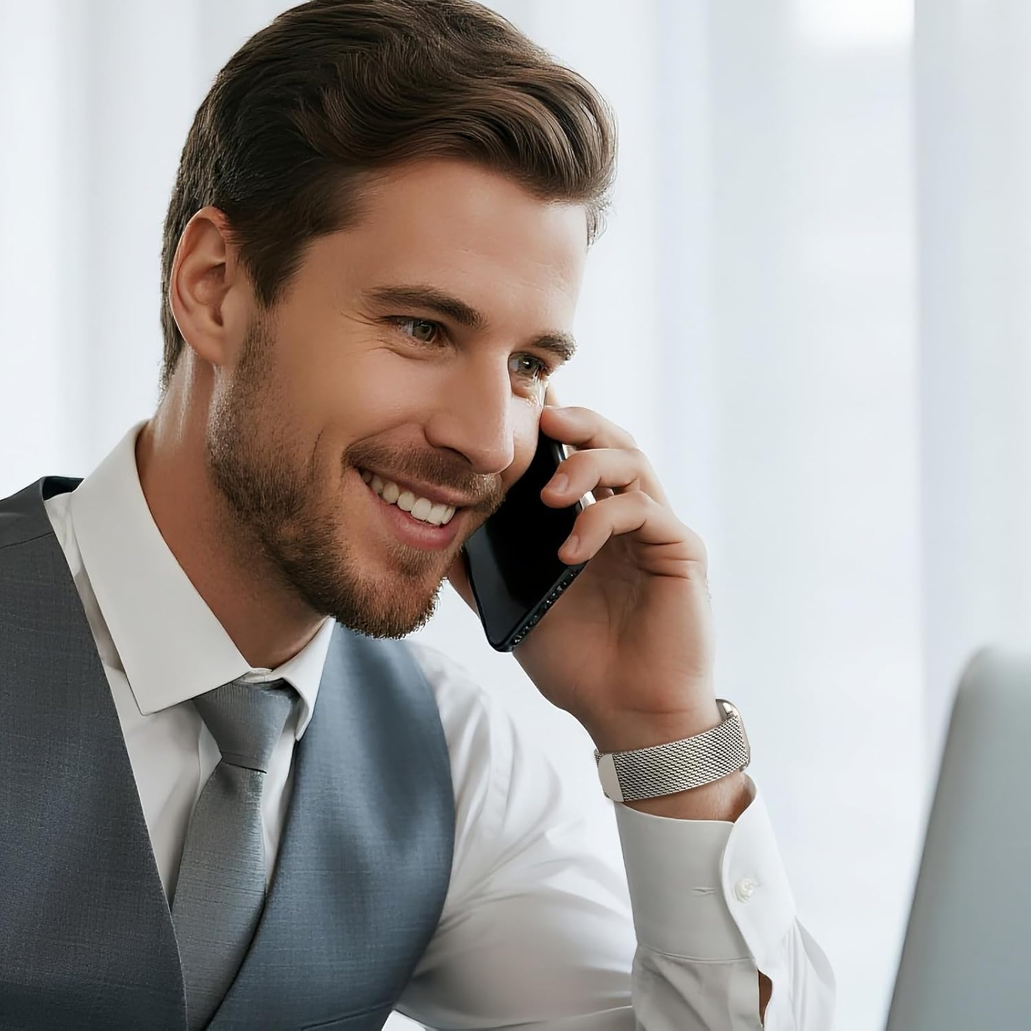 Milanese Mesh Loop Compatible with Apple Watch Bands for Men 44mm 49mm 45mm 46mm 40mm 38mm 41mm 42mm, Stainless Steel Metal Magnetic Strap for iWatch Band Series 11 10 9 8 7 6 5 4 3 2 1 SE Ultra3 2 1 - Image 7