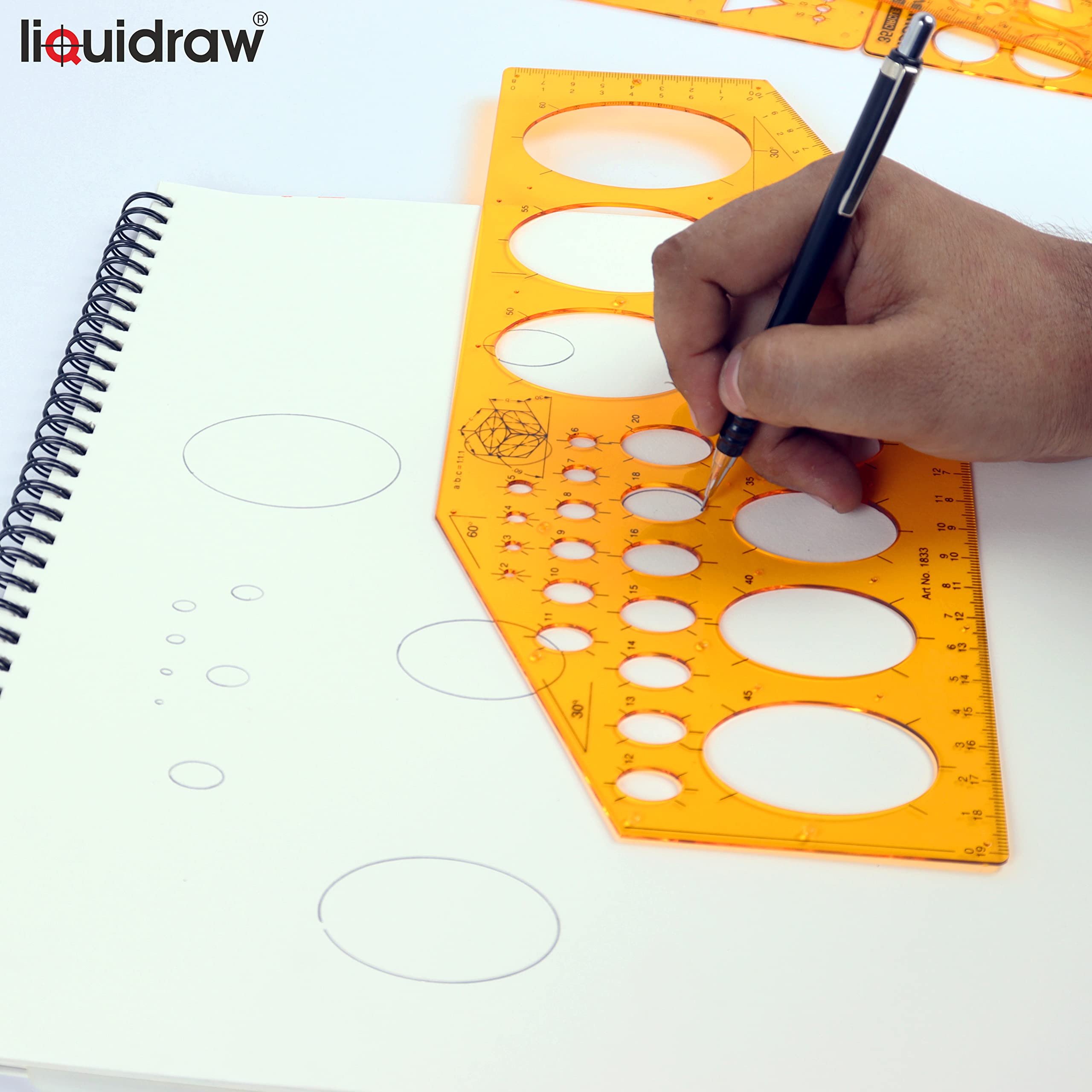 Liquidraw Plantilla de plantilla de círculo elipse Triángulo ovalado Hexágono cuadrado Geometría Formas Plantillas para dibujar Reglas Plantillas de redacción técnica Arquitectura de ingeniería (27