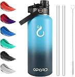Opard Insulated Stainless Steel Water Bottle, 32oz Reusable Metal Water Bottles with Straw and Spout, One Lid Dual-Use