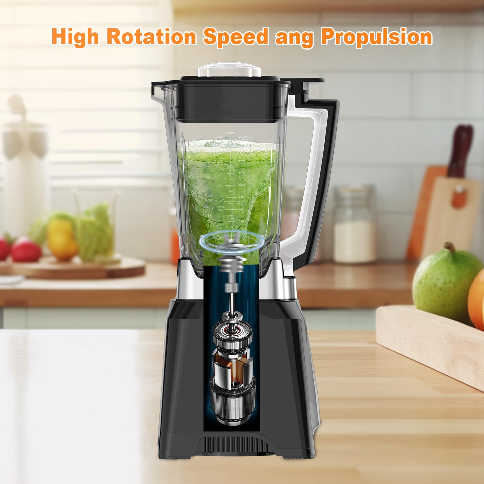 KOTLIE NY-8088EJA Blender grand récipient 2 L, 7 fonctions alimentaires, avec fonction auto-nettoyante (sans chauffage)