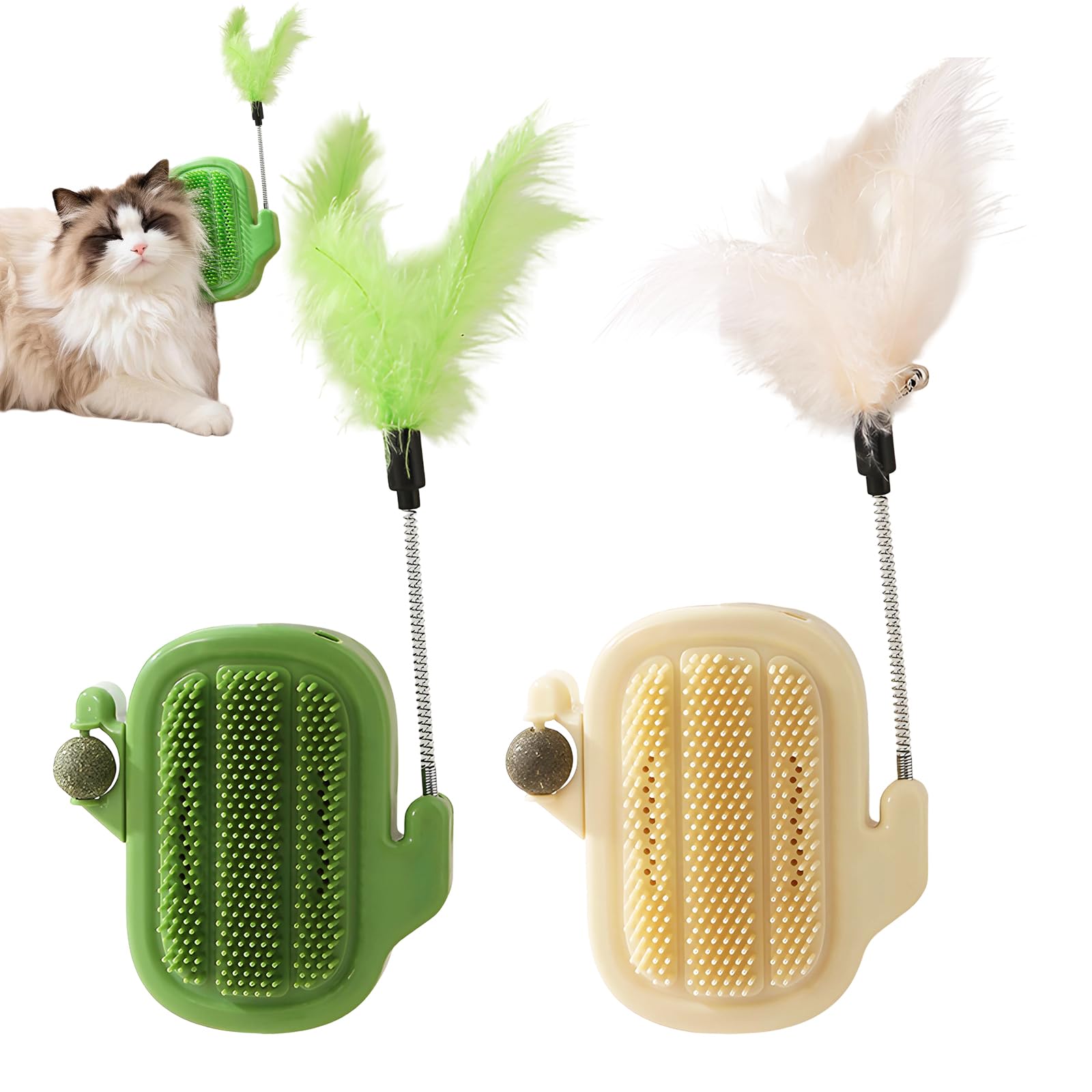 DBAILY Cat Brush, 2 Pcs Massage Corner for Cats Cat Self Groomer, Cats Toy with Catnip, for Massaging Tickling and Removing Fur