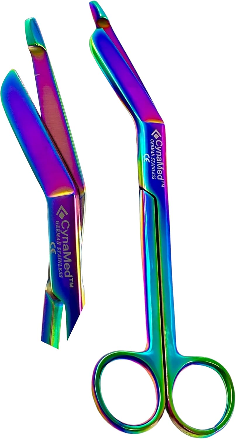 German Stainless Lister Bandage Scissors 7.25" Multi Color Rainbow Color Stainless Steel Cynamed