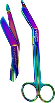 German Stainless Lister Bandage Scissors 7.25" Multi Color Rainbow Color Stainless Steel Cynamed