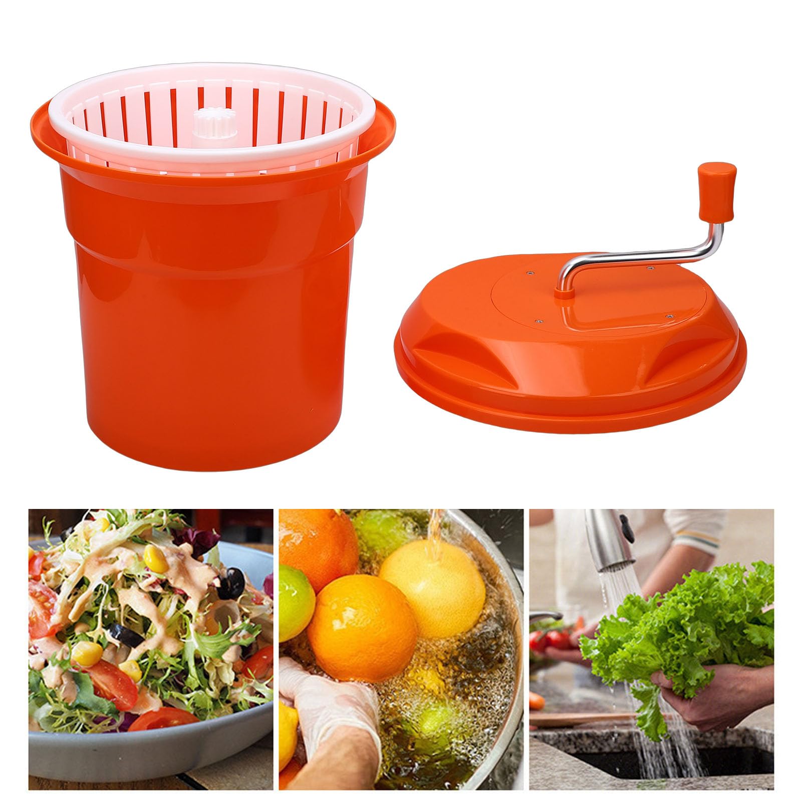 Centrifuga per Insalata, Essiccatore per Verdure di Grande capacità da 12 Litri con Frenante Integrato, per Uso Domestico Commerciale in