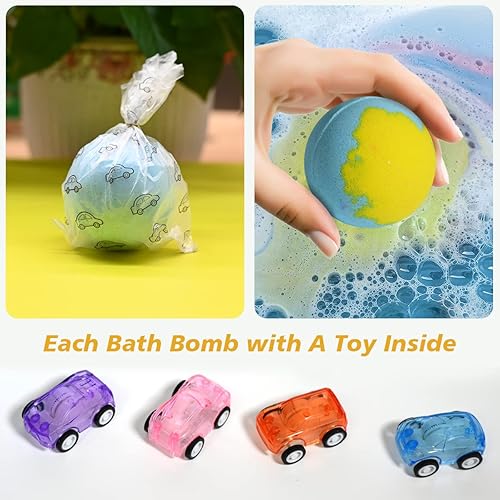 Miniatura 3 de Bombas de baño para niños con sorpresa en el interior, juego de 12 autos de bombas de baño para niños, regalo de cumpleaños, Halloween, Navidad, con