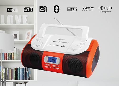 Miniatura 9 de HANNLOMAX Radio AMFM portátil HX-509R, Bluetooth, ranura USBSD para reproducción de MP3, entrada auxiliar, fuente de alimentación dual ACDC (blanco)