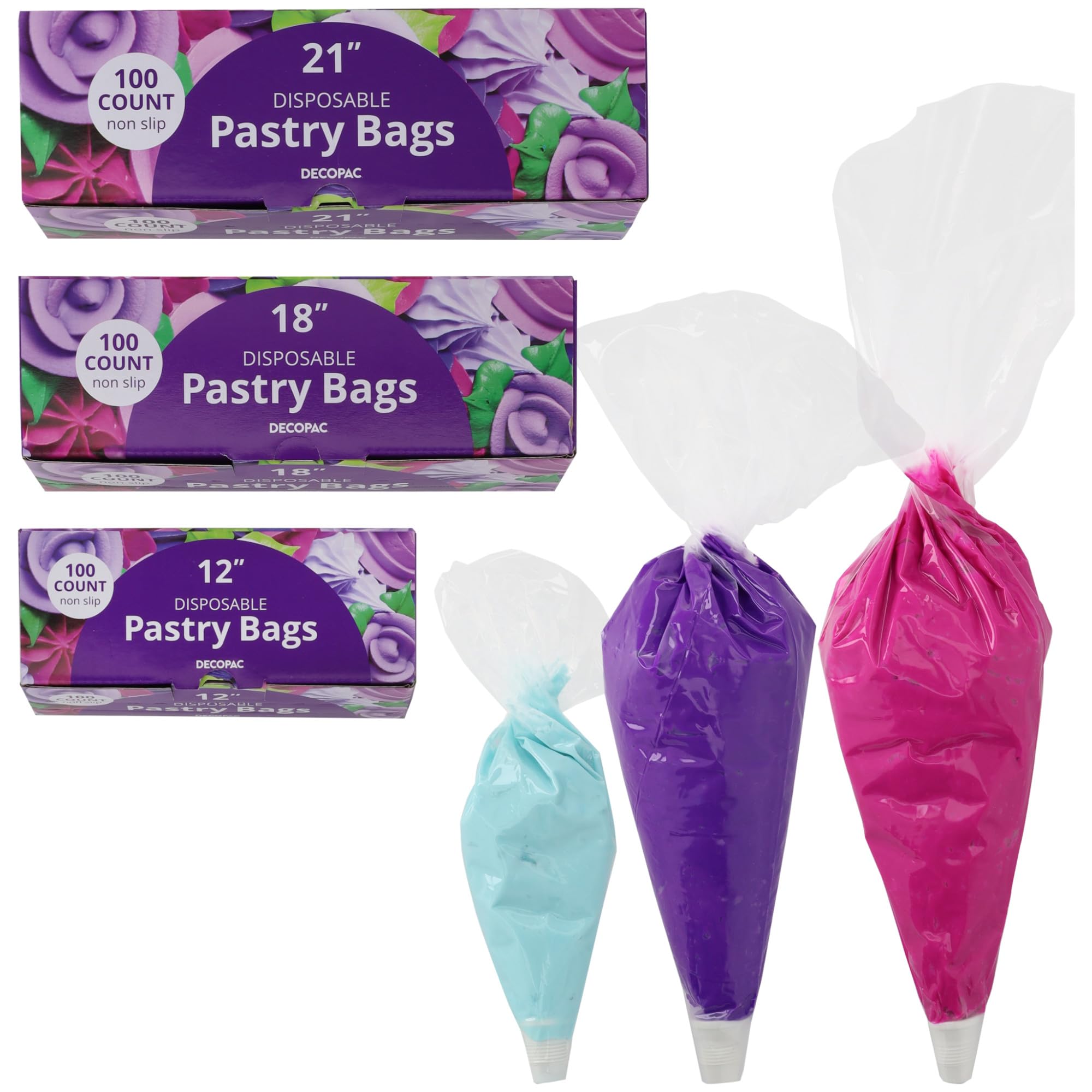 DecoPac 13590 Disposable Pastry Bag 100 Count Spritzbeutel, Kunststoff, Transparent