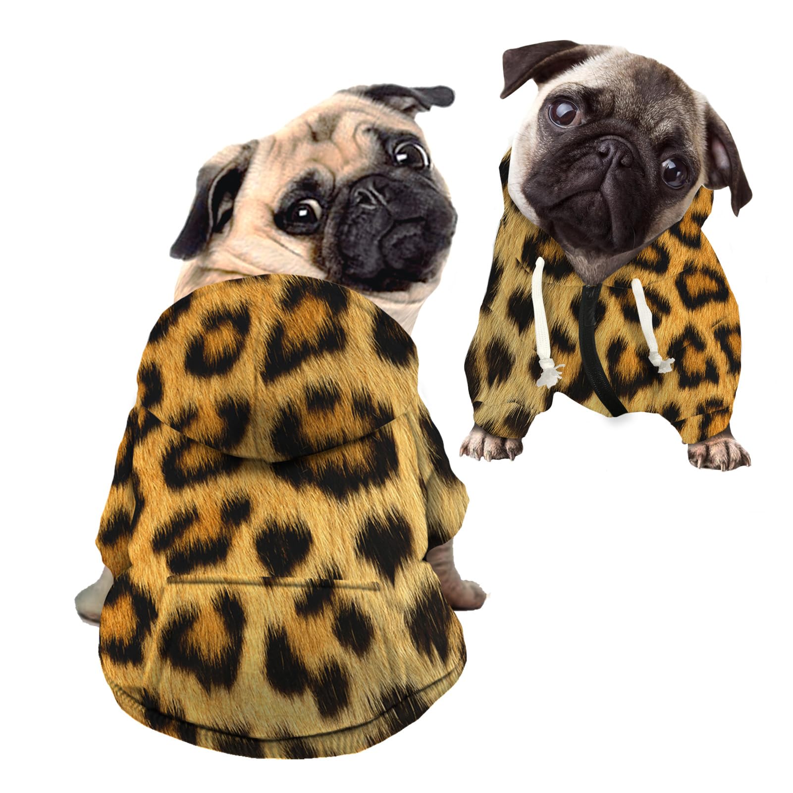 Kuiaobaty Brown Leopard Print Dog Sweatshirt for Small Dogs Cats Pets Hoodies, Fun Animal Skin Texture Outdoor Dog Clothes Pullover — image 1